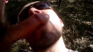 Big-Cock Blowjob in the Woods with a Buddy