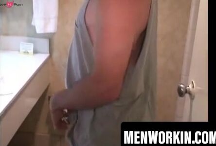 Mustached mature sucks cock then takes it raw deep