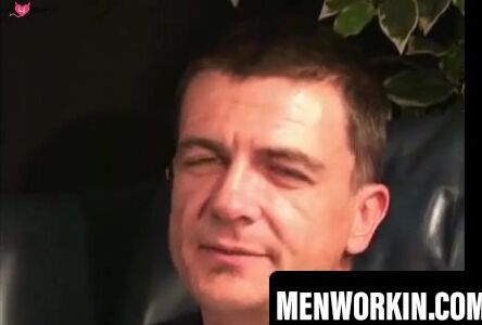 Handsome older man wanks and coats his hands in cum