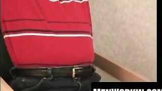 Mature gay stretches his hole while getting jerked off
