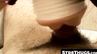 Str8Thugs.com - Young straight thug's fleshlight-assisted hairy cock stroking and cum