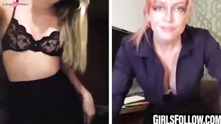 Brunette lesbian rubbing her wet pussy for Kenna James