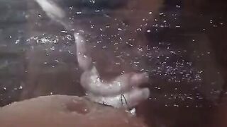 Long Nails, Big Tits Mature Russian's Cock Play & Blowjob in Shower