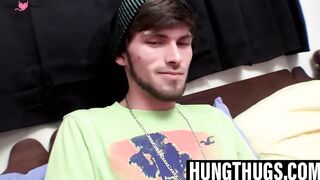 Bored straight thug strokes hairy dick roughly