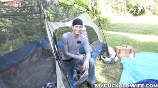 Jock stranger pounds my insatiable wife Audrey Miles in the woods
