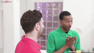 Cuck husband jerking off while wife getting fucked by bbc
