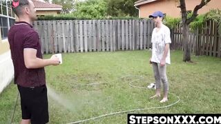 Dirty Dakota Lovell cleaned with stepdad's sticky hot cum