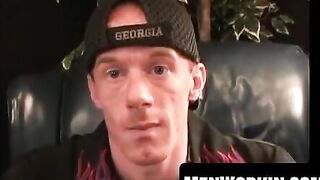 Older punk tugs his hard shaft until he explodes
