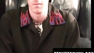 Older punk tugs his hard shaft until he explodes
