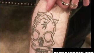 Older punk tugs his hard shaft until he explodes