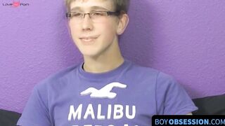 BoyObsession.com - Jockstrap and glasses twink Tommie Reed's hot solo stroking