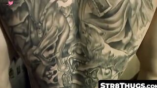 Str8Thugs.com - Tattooed straight jock's solo cock masturbation and cum blasting fina