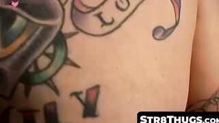 Str8Thugs.com - Tattooed and pierced straight amateur's solo cock play and cum blasti