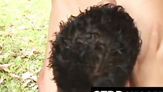 Latino twink earns facial after deep blowjob work