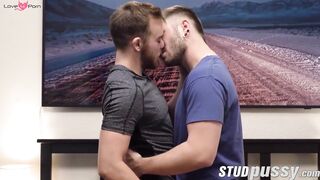 FTM Luke Hudson dripping thick cum after Tyler Castles hard thrust