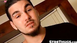 Str8Thugs.com - Straight thug with piercings talks dirty during solo cock stroking an