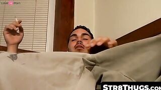 Str8Thugs.com - Straight thug with piercings talks dirty during solo cock stroking an