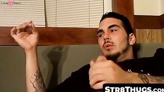 Str8Thugs.com - Straight thug with piercings talks dirty during solo cock stroking an