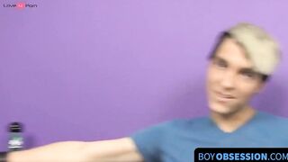 BoyObsession.com - Blonde skinny twink Rany's long dick stroking and dildo stuffing