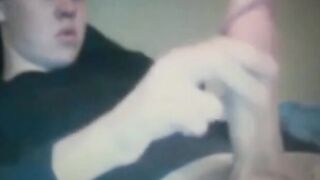 Chubby Guy Strokes His Huge Cock on Cam