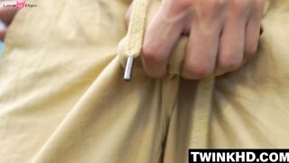 Lecio Mar strokes his long pink cock till its leaking