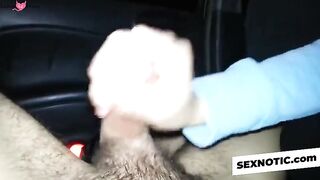 Blowjob in a Car, but She Won't Swallow