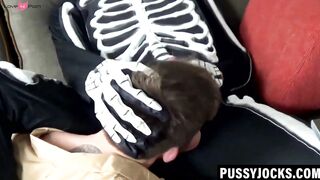 Luke Hudson bounces on Zack Graysons hard cock with pussy