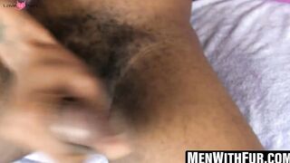 August Alexander rubs his big black dick to shoot white load