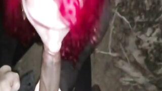 Interracial Blowjob in the Great Outdoors