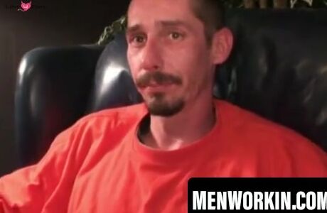 Rough dude smokes while jerking off during the interview