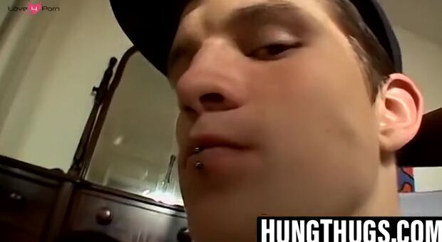 Mean straight thug jerks alone till jizz flies out