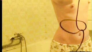 Peeping at stepdaughter 21 (hairy pussy, small boobs)