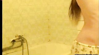 Peeping at stepdaughter 21 (hairy pussy, small boobs)