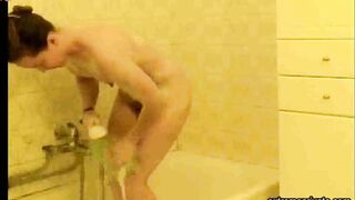 Peeping at stepdaughter 21 (hairy pussy, small boobs)