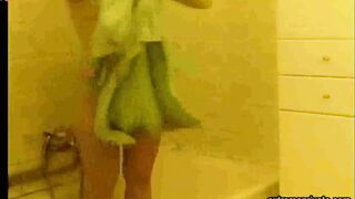 Peeping at stepdaughter 21 (hairy pussy, small boobs)