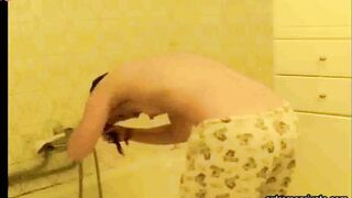 Peeping at stepdaughter 21 (hairy pussy, small boobs)