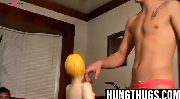 Deviant straight amateurs jack off and fuck doll