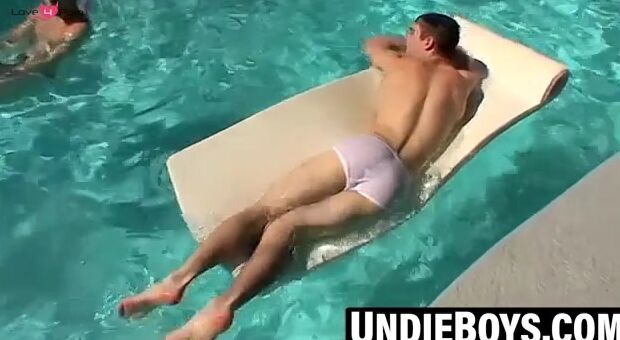 Zack Randall gives Mike a hot underwater handjob by the pool