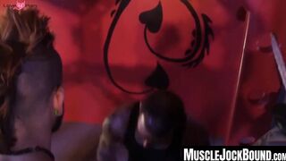 MuscleJockBound.com - Ricky Sinz's cock slapped with rat trap and electro baton