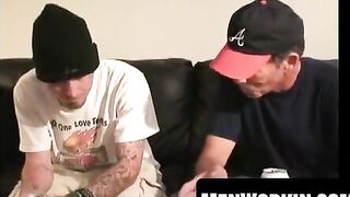 Mustached stud takes raw dick after deepthroating