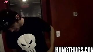 Straight inked guys jerk their dicks and shoot thick loads