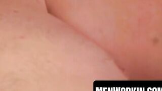 Fat mature man jerks his small dick and blows his load