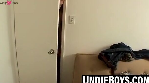 Kinky twink sniffs friends undies leading to intense spitroast