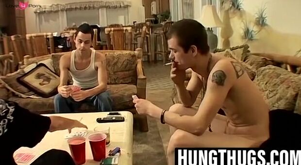 Young tattooed thugs have a wild foursome jerk session