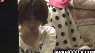 Beautiful teen teasing her hairy pussy while moaning from joy