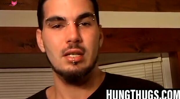 Pierced straight thug talks dirty while working his dick