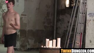 Blond twink endures wax before master's anal wrecking