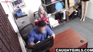 Teen with big ass caught shoplifting gives blowjob