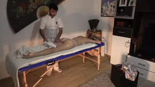 Secret camera into strokes parlor - Chubby masseur fucks client