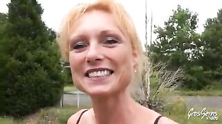 Mendy very Hot french blonde cougar plowed by two blacks